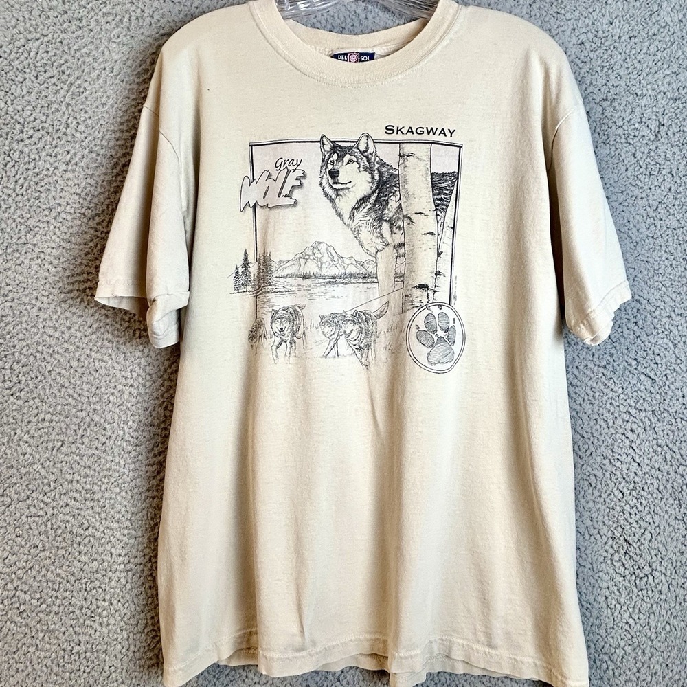 Vintage Del Sol 2000s Gray Wolf Skagway Graphic T Shirt Size L Color Changing